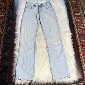 Zara Light Wash High Rise Straight Leg Jeans